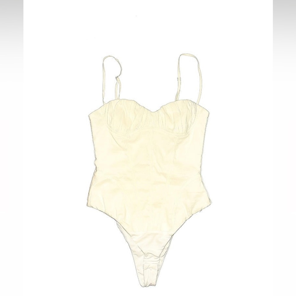 Zara Cream Satin Bustier Bodysuit NWT in Size S